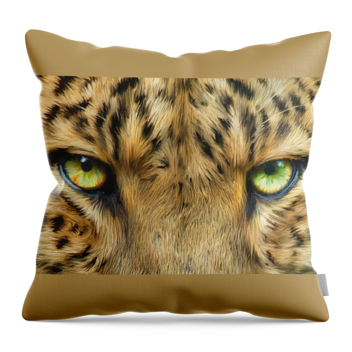 Leopard Throw Pillow featuring the mixed media Wild Eyes - Leopard by Carol Cavalaris