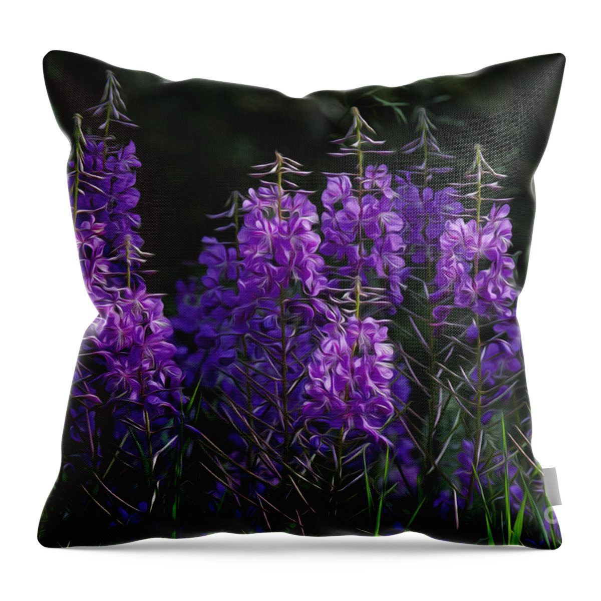 Banff Throw Pillow featuring the photograph Wildflowers Fireweed 1 by Bob Christopher