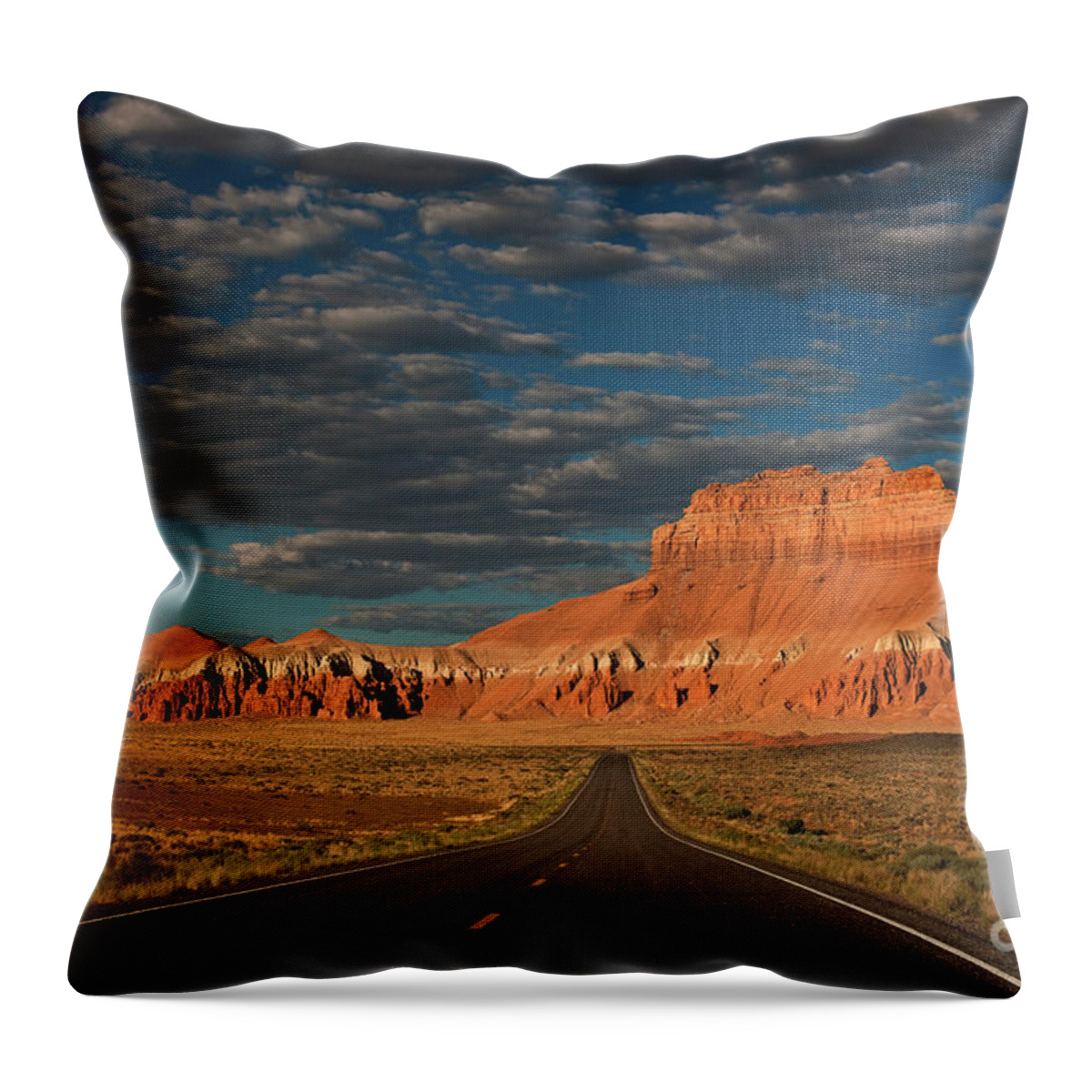 North America Throw Pillow featuring the photograph Wild Horse Butte And Road Goblin Valley Utah by Dave Welling