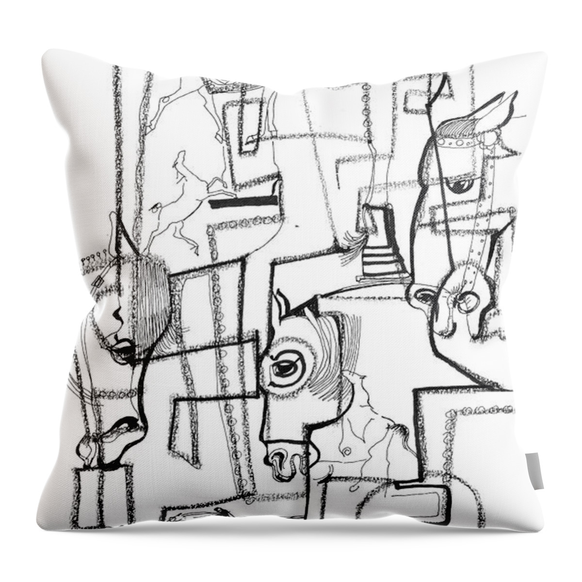 Mary Ogden Armstrong Throw Pillow featuring the drawing Wild Horse Day by Mary Armstrong