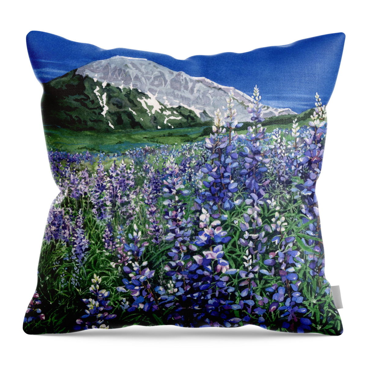 Rocky Mountain Biological Laboratory Throw Pillow featuring the painting Wild Lupine by Barbara Jewell