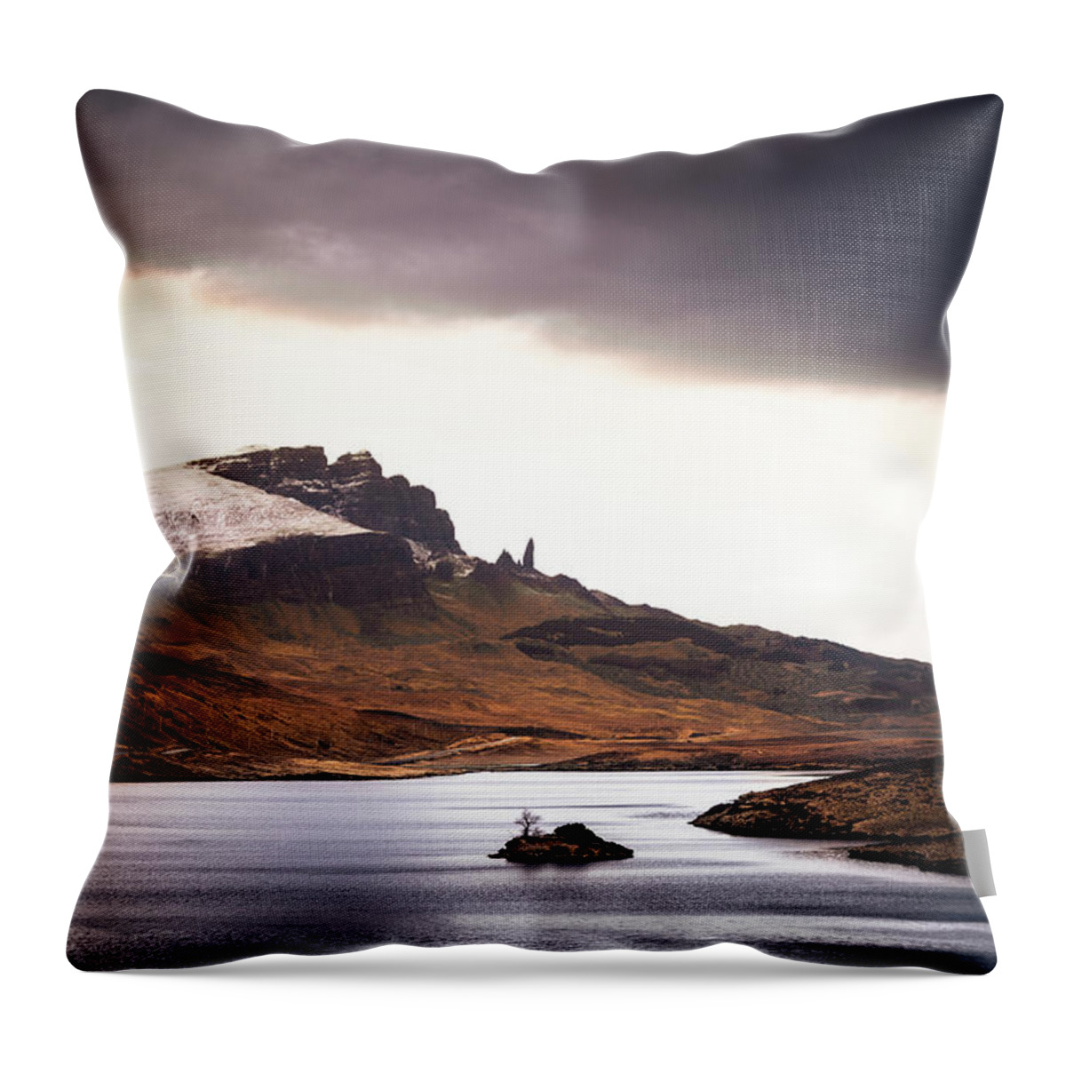 Water's Edge Throw Pillow featuring the photograph Wild Nature Landscape In Scotland, Isle by Zodebala