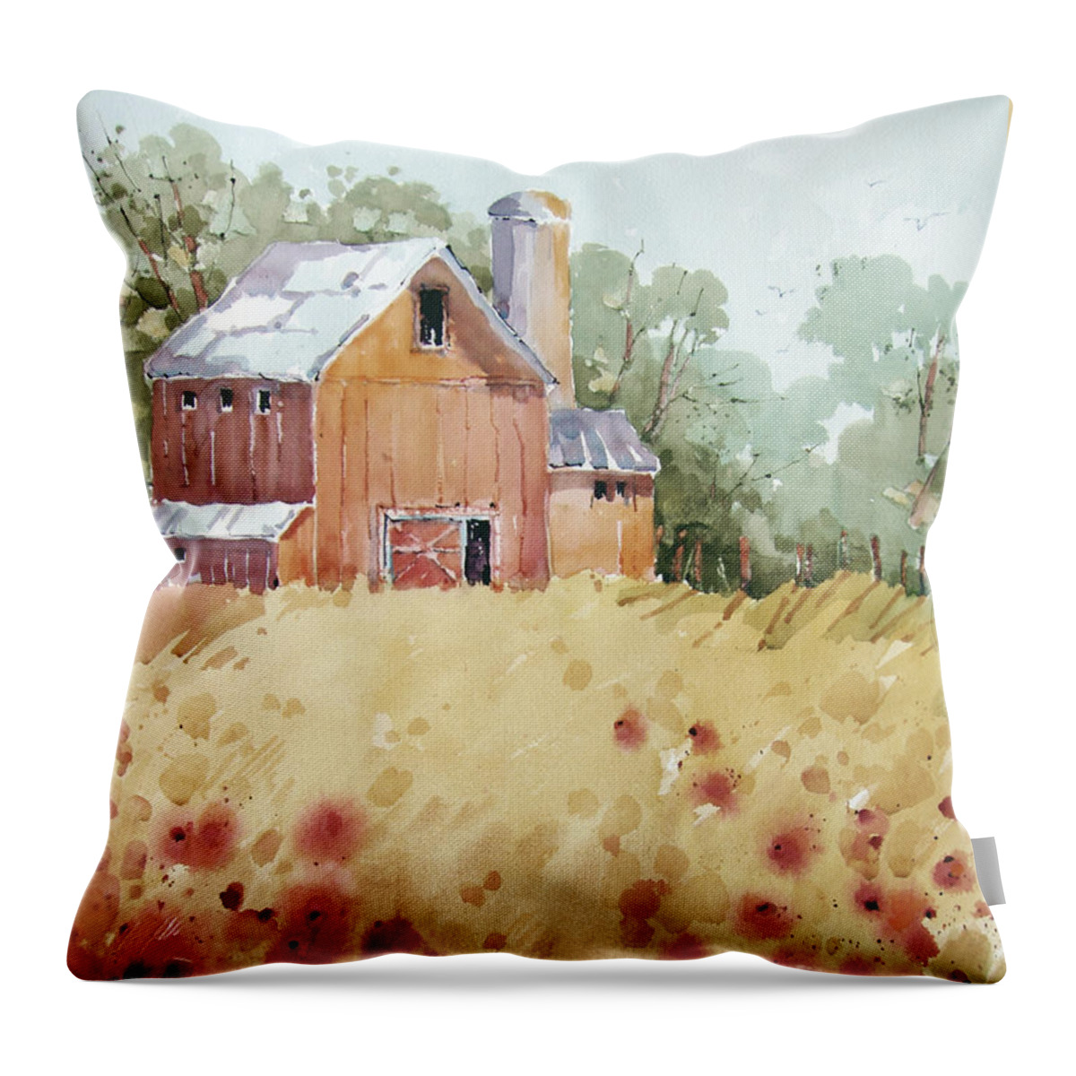 Barn Throw Pillow featuring the painting Wild Poppies by Joyce Hicks