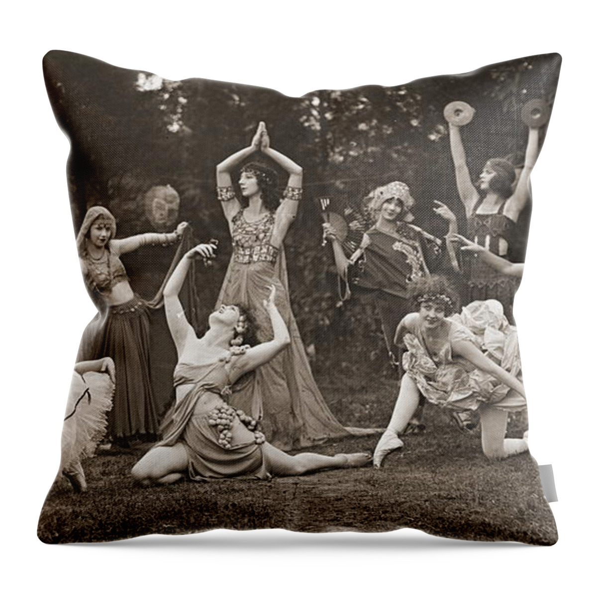 Wild Women Dance 1924 Throw Pillow featuring the photograph Wild Women Dance 1924 by Padre Art