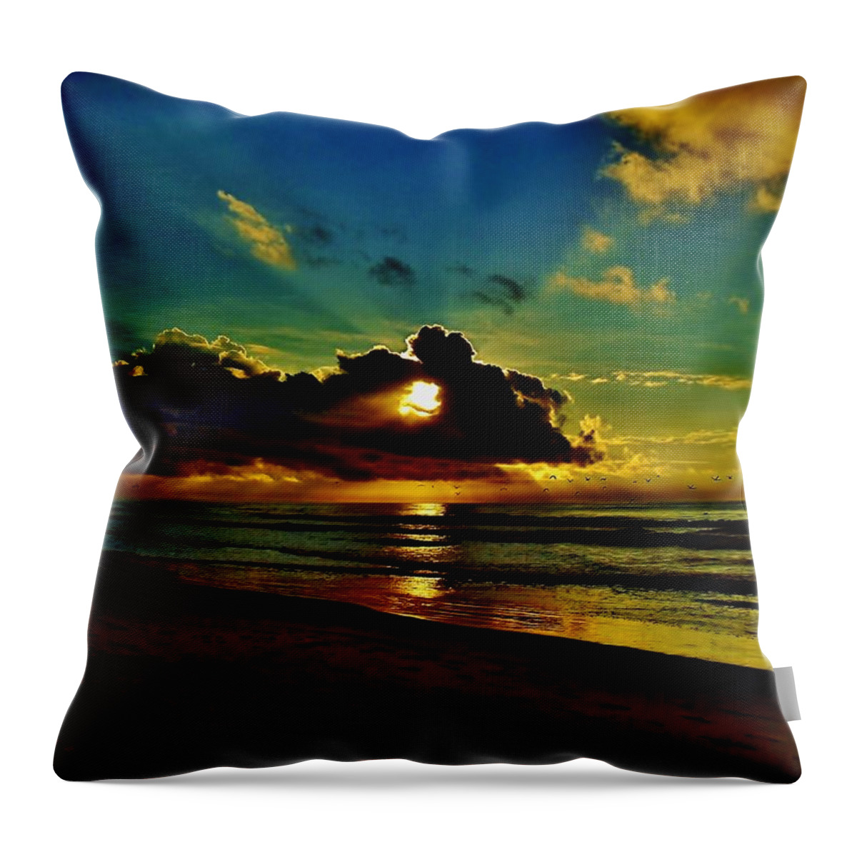 Sunrise Throw Pillow featuring the photograph Wildwood Sunrise by Ed Sweeney