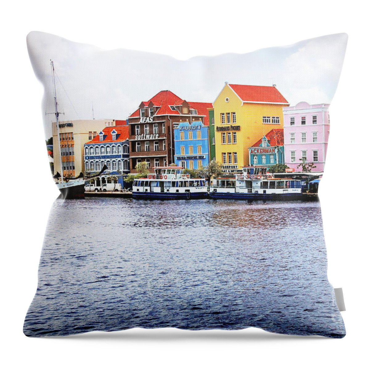 Curacao Throw Pillow featuring the photograph Willemstad Curacao by Jacky Gerritsen