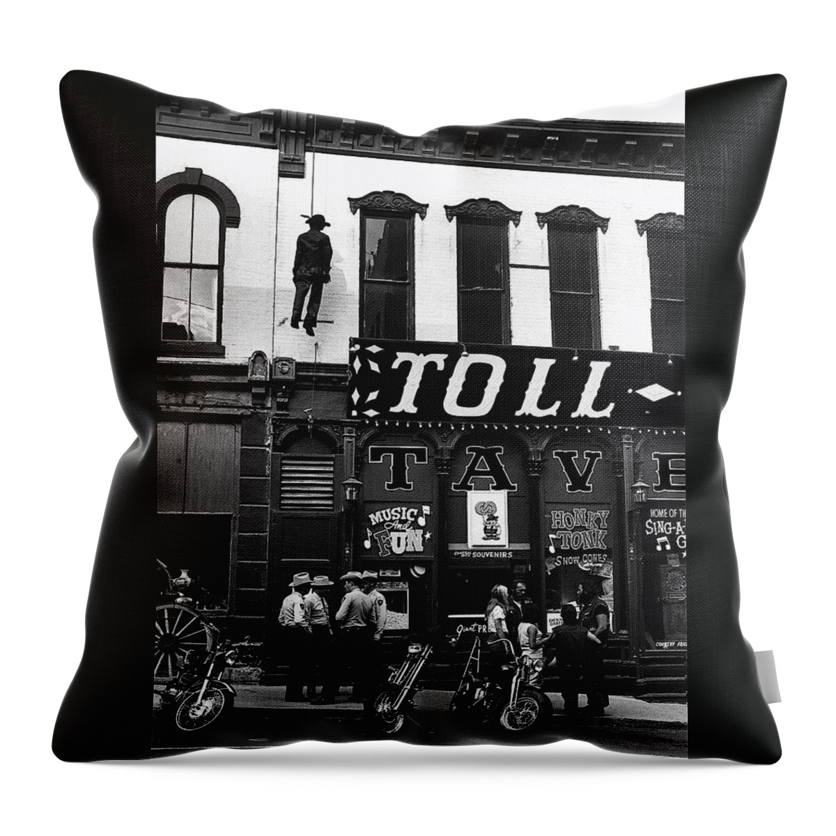 William S. Hart Homage The Toll Gate 1920 Toll Gate Saloon Central City Co 1971 Throw Pillow featuring the photograph William S. Hart Homage The Toll Gate 1920 Toll Gate Saloon Central City Co 1971-2009 by David Lee Guss