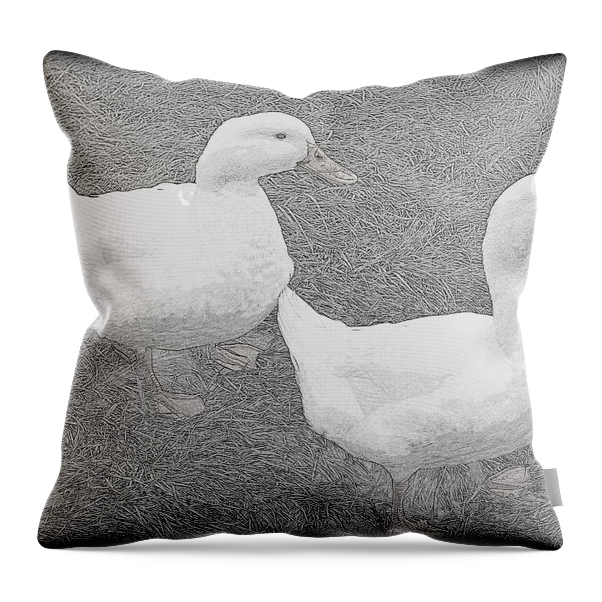 Duck Throw Pillow featuring the photograph Willie n Waddle by Kathy Sampson