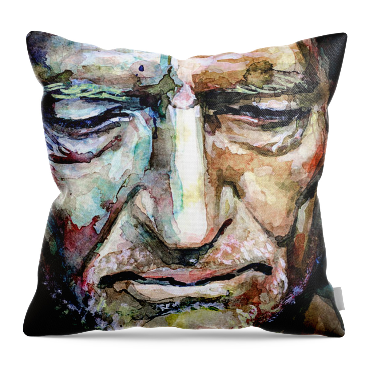 Country Throw Pillow featuring the painting Willie Nelson portrait by Laur Iduc