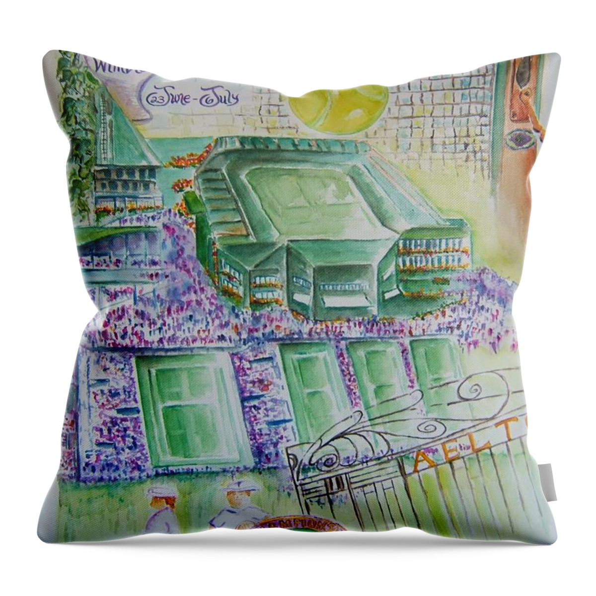 Wimbledon Throw Pillow featuring the painting Wimbledon 2014 by Elaine Duras