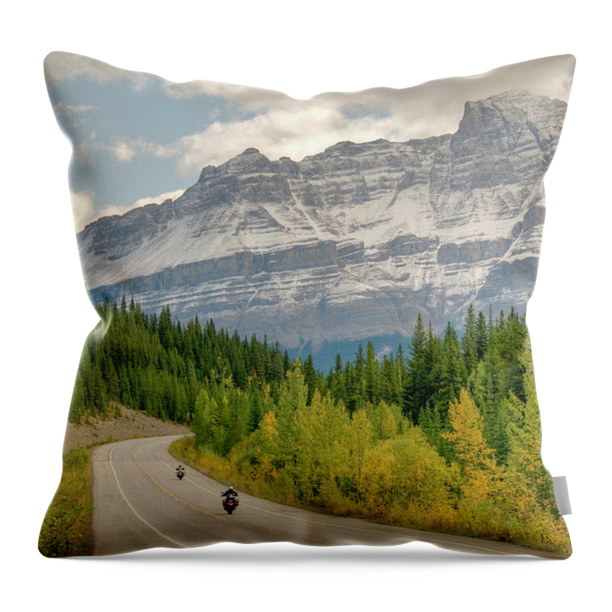 Scenics Throw Pillow featuring the photograph Winding Highway With Mountain View by Wildroze