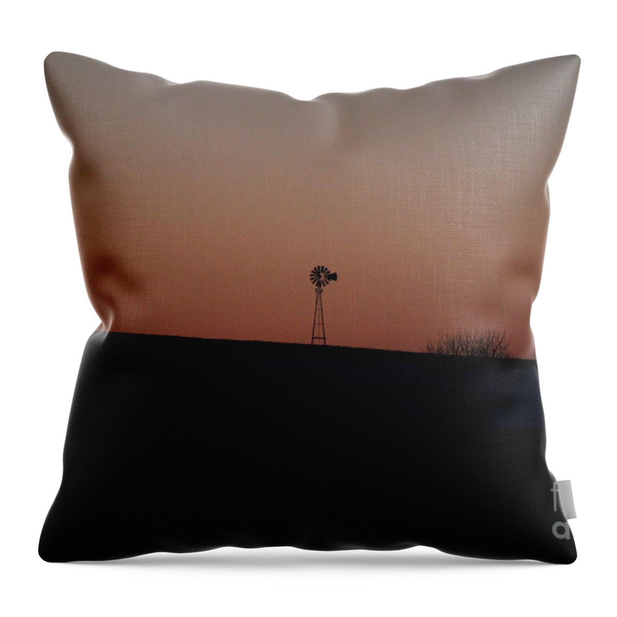 Windmill Throw Pillow featuring the photograph Windmill at Sunset by Ann E Robson