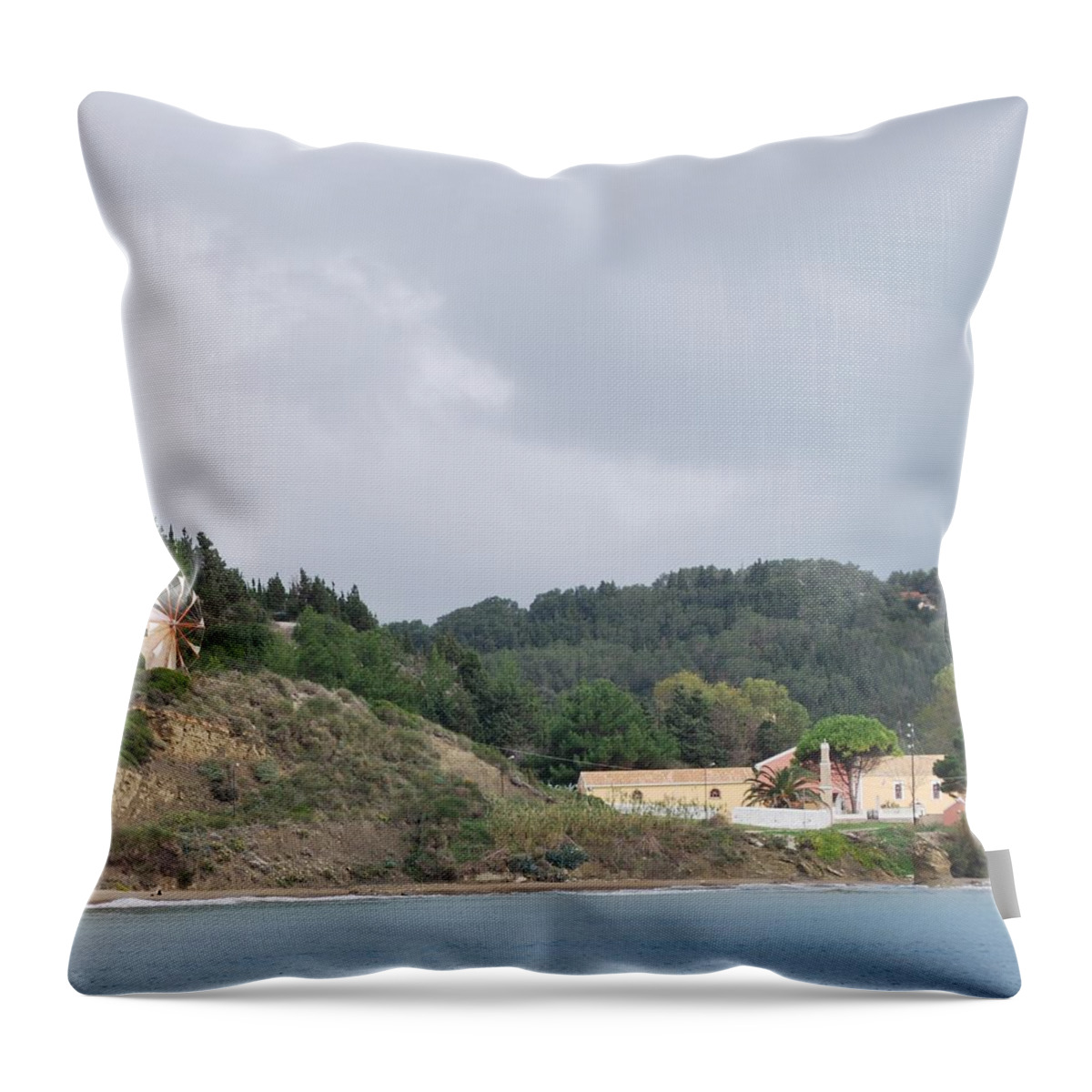 Windmill Throw Pillow featuring the photograph Windmill Built 1830 by George Katechis