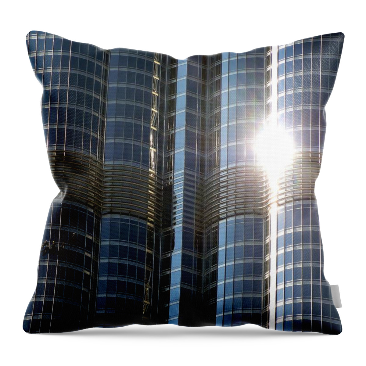 World's Tallest Building Throw Pillow featuring the photograph Window Cleaners Burj Khalifa by Henry Kowalski
