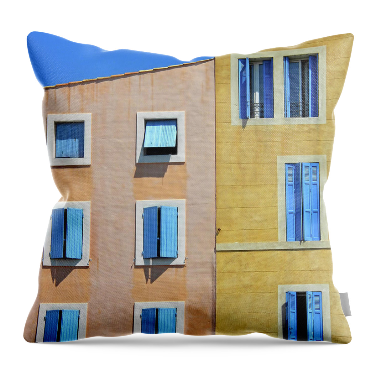 Windows Throw Pillow featuring the photograph Windows Martigues Provence France by Dave Mills
