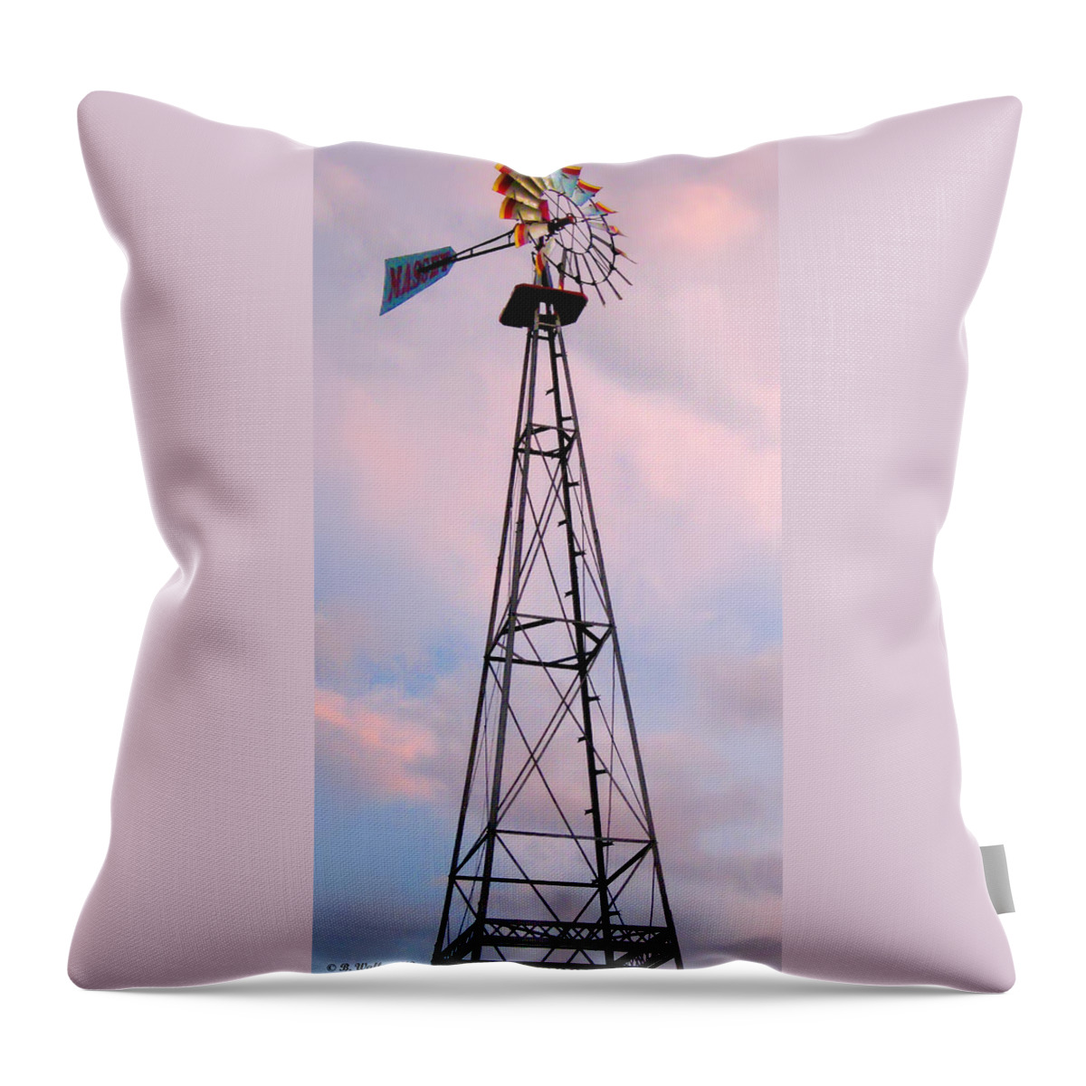 2d Throw Pillow featuring the photograph Windpump by Brian Wallace