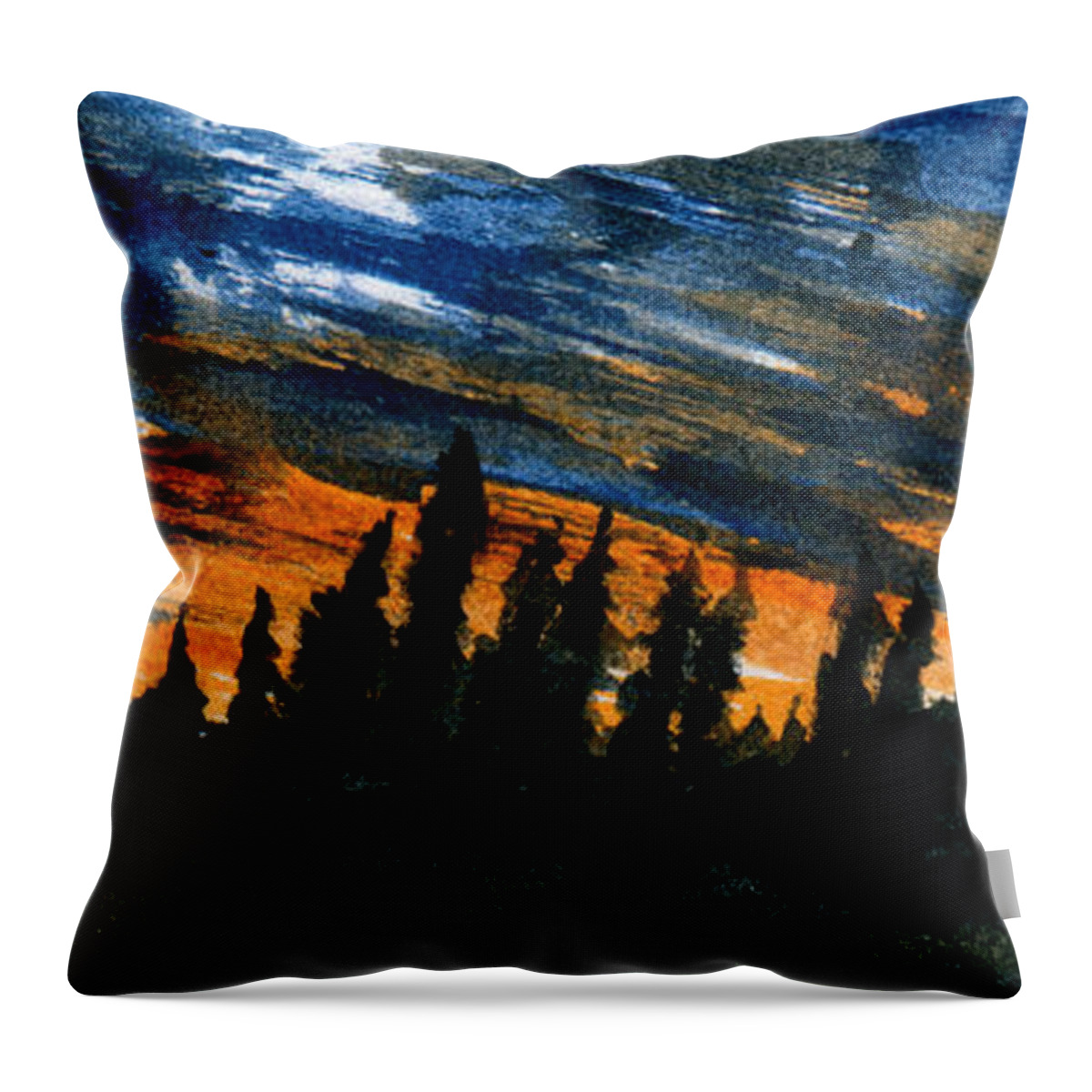 Cold Throw Pillow featuring the painting Windstorm at Dusk by R Kyllo