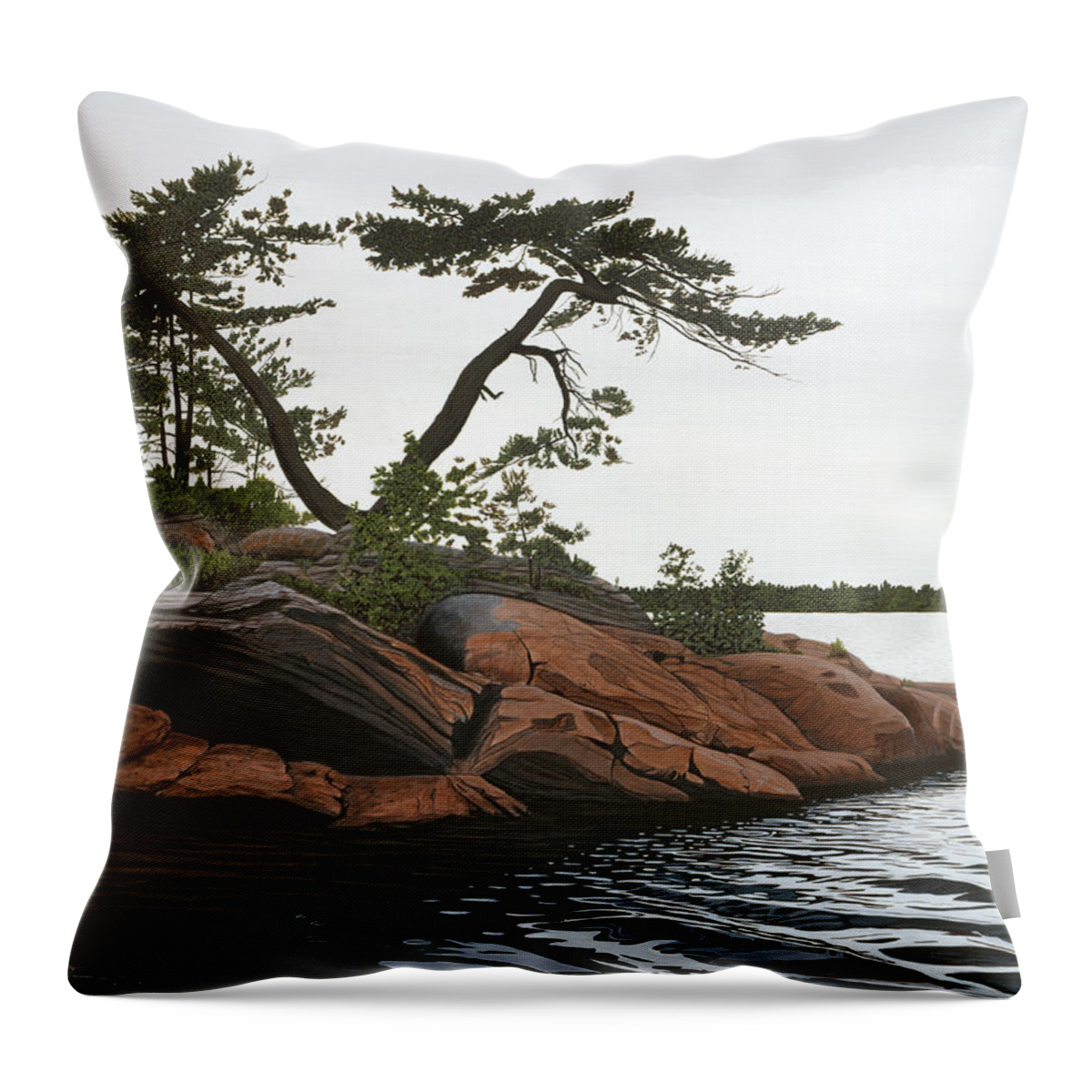 Landscape Paintings Throw Pillow featuring the painting Windswept by Kenneth M Kirsch