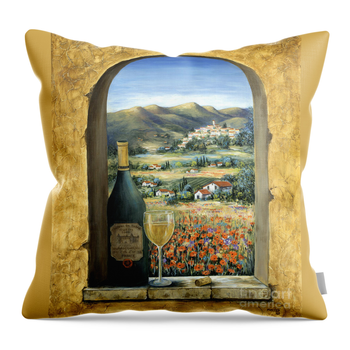 #faatoppicks Throw Pillow featuring the painting Wine And Poppies by Marilyn Dunlap