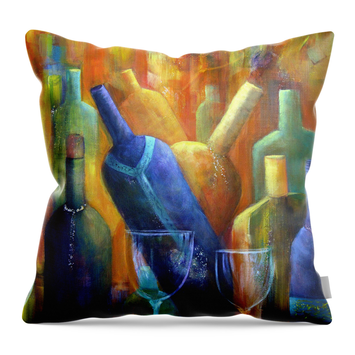 Wine Throw Pillow featuring the painting Wine Fest by Roberta Rotunda