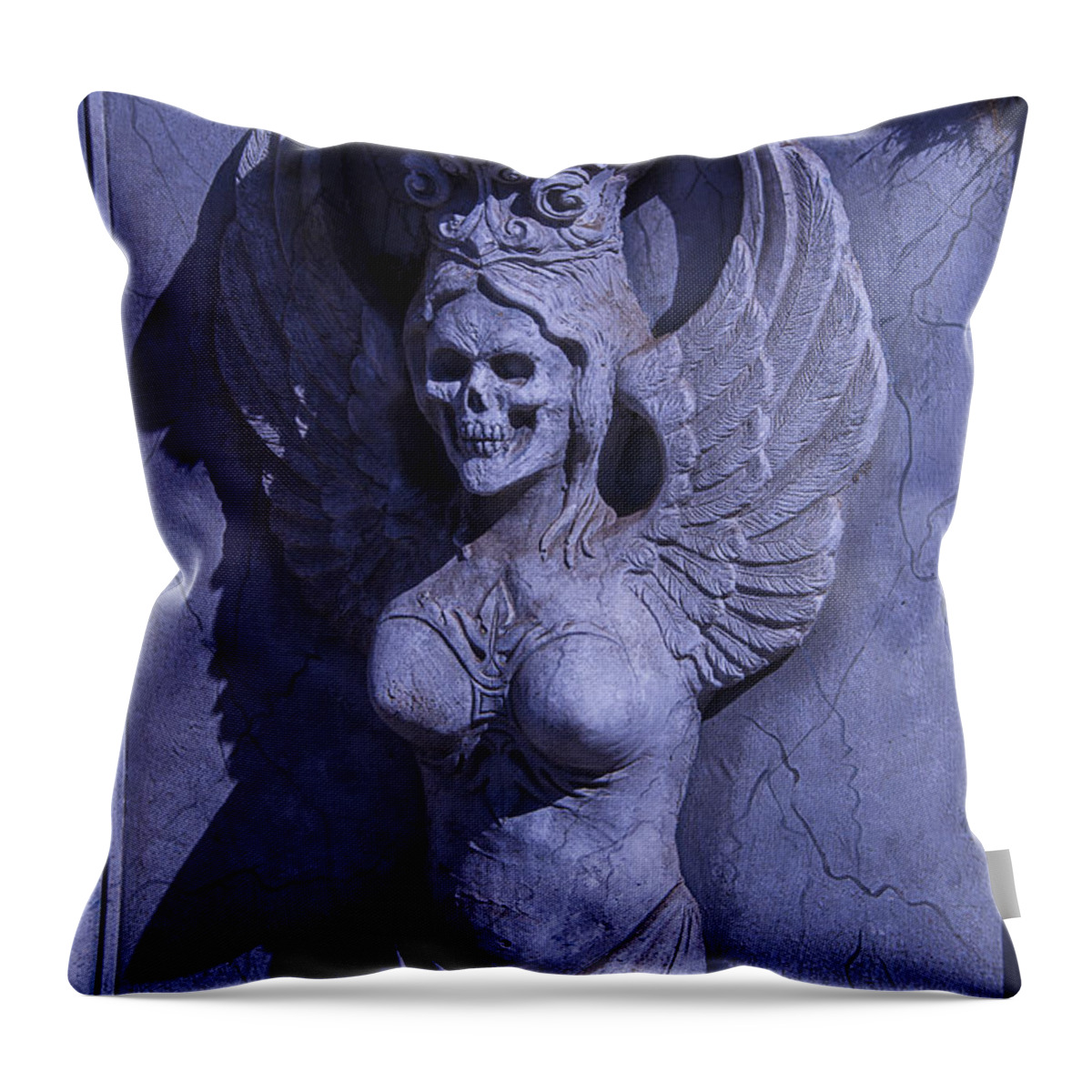Winged Death Statue Throw Pillow featuring the photograph Winged Death Statue by Garry Gay
