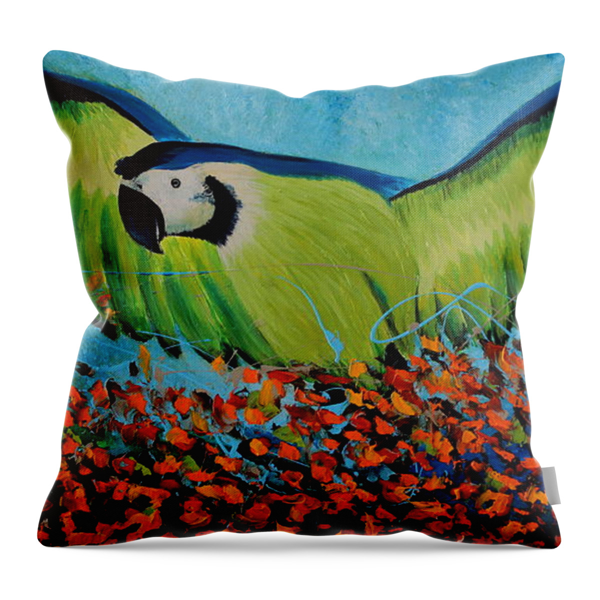 Feather Painting Throw Pillow featuring the painting Wings of Joy by Preethi Mathialagan