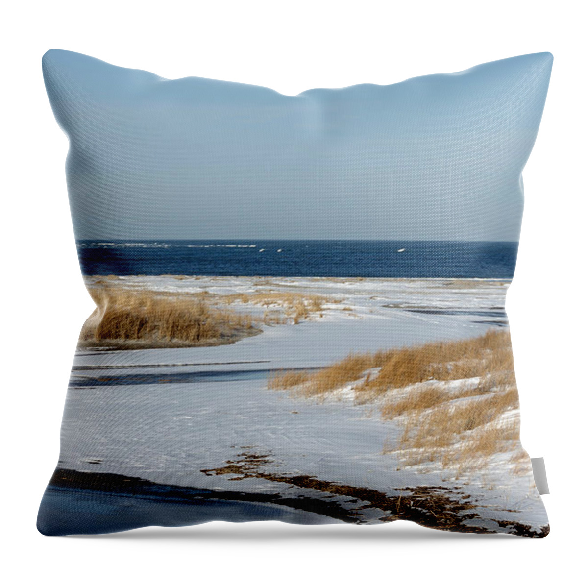 Hereford Inlet Throw Pillow featuring the photograph Winter at Hereford Inlet by Greg Graham