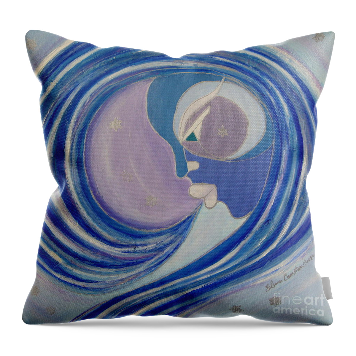 Winter Throw Pillow featuring the painting Winter breath by Elena Constantinescu