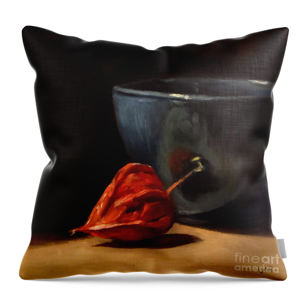 Orange Throw Pillow featuring the painting Winter Cherry by Ulrike Miesen-Schuermann