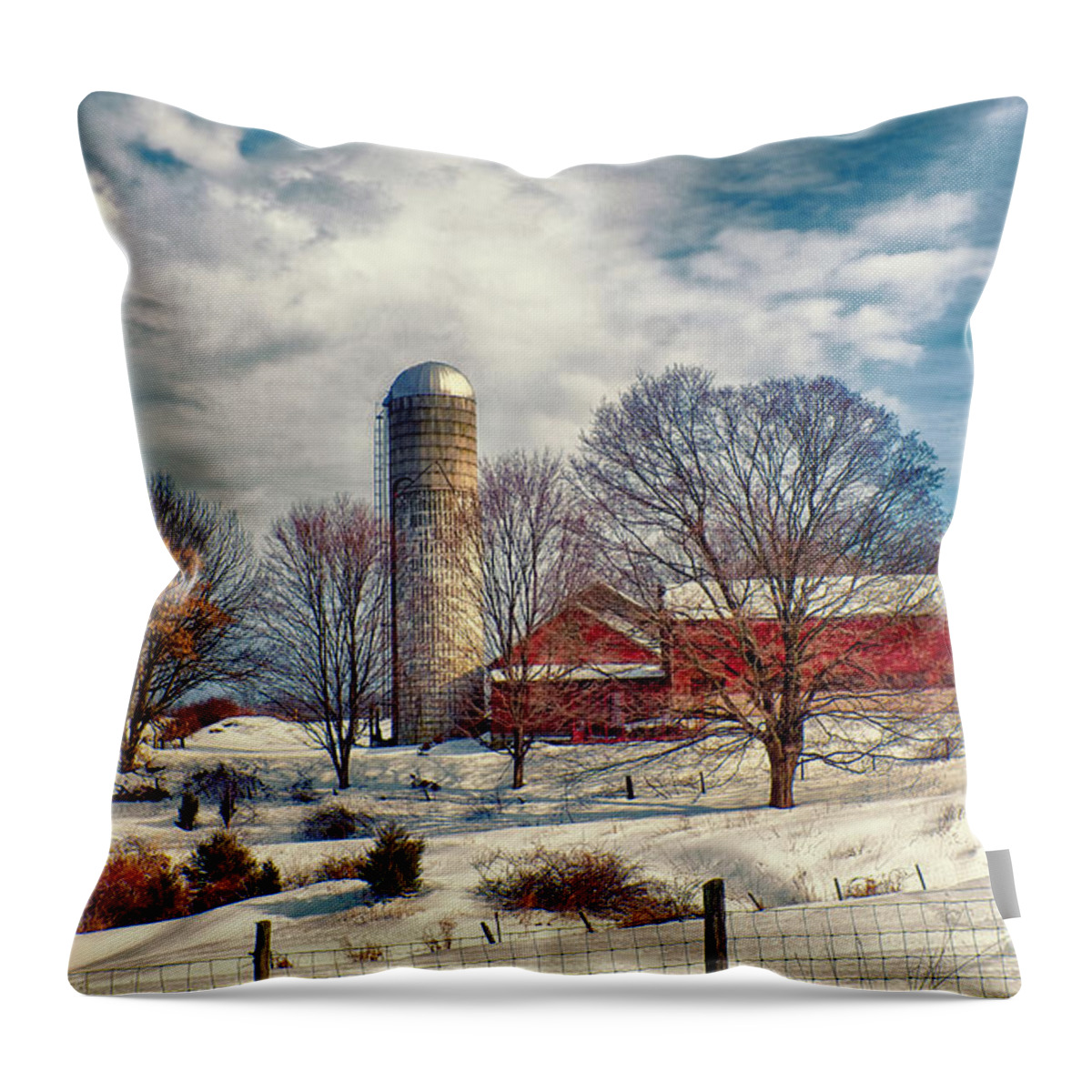 Farm Throw Pillow featuring the photograph Winter Farm by Mark Miller