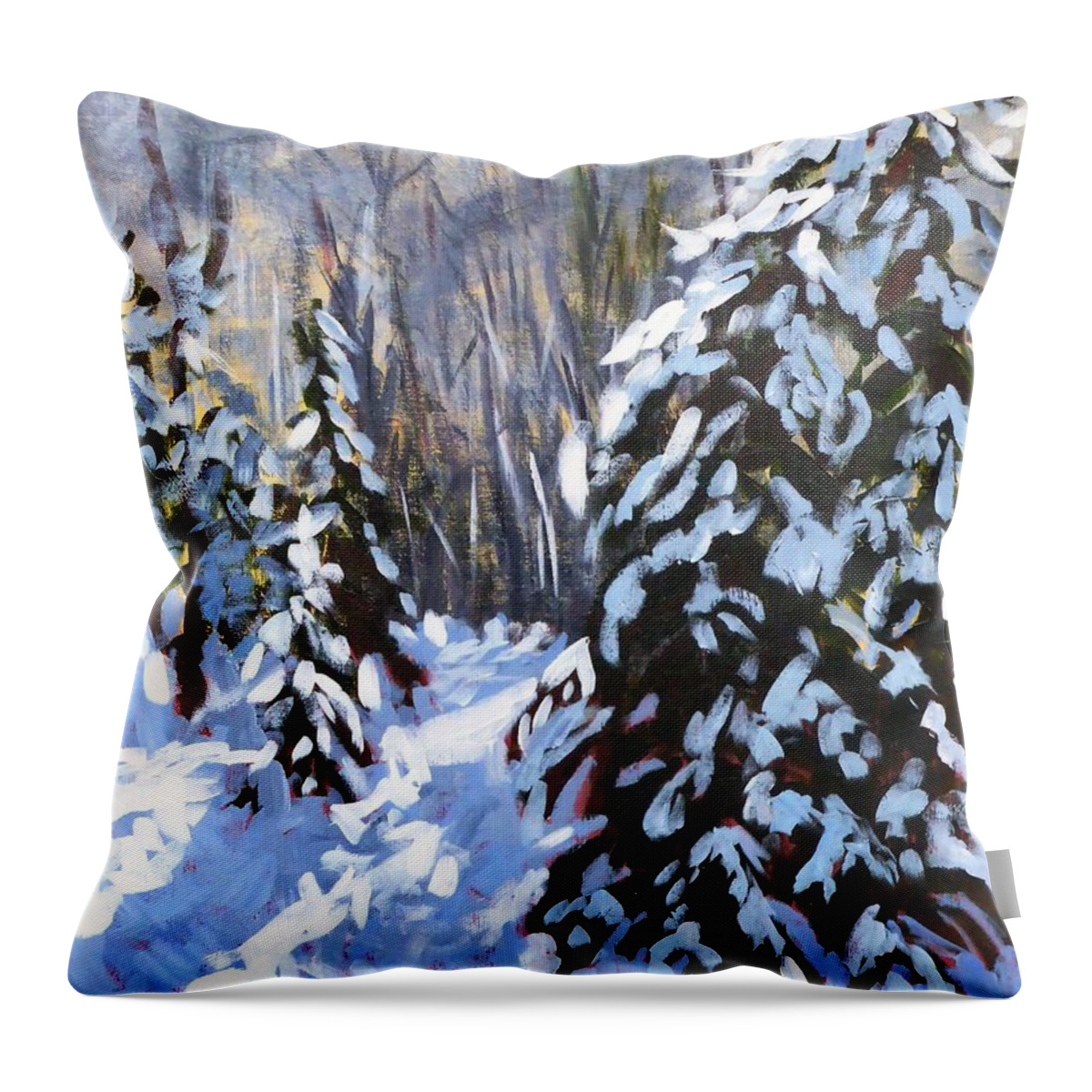 Winter Throw Pillow featuring the painting Winter Forest Walk by Diane Arlitt