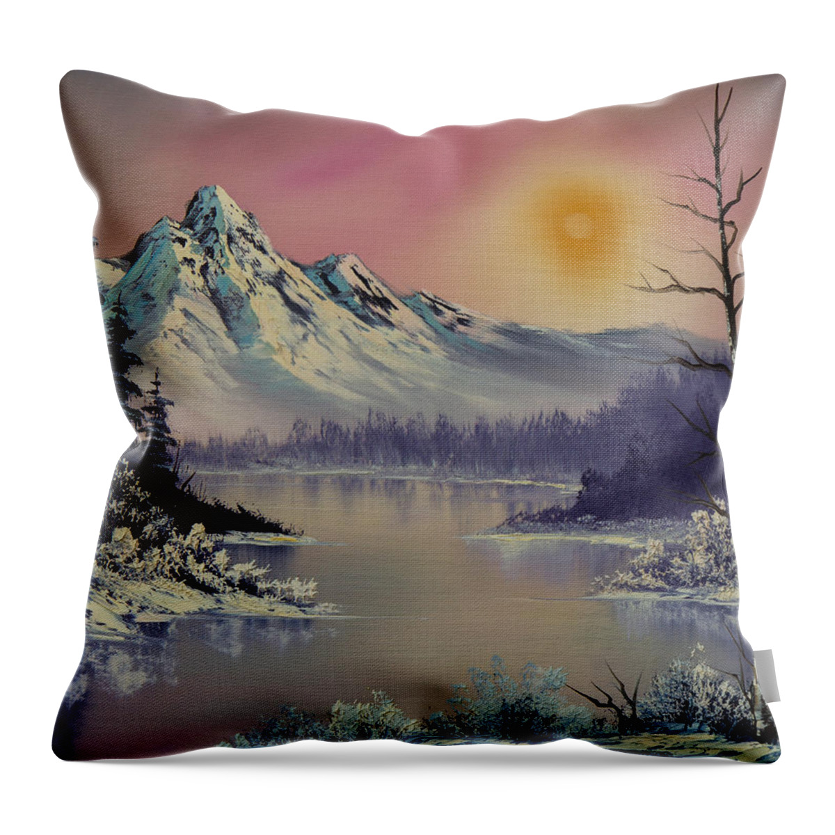 Landscape Throw Pillow featuring the painting Morning Frost by Chris Steele