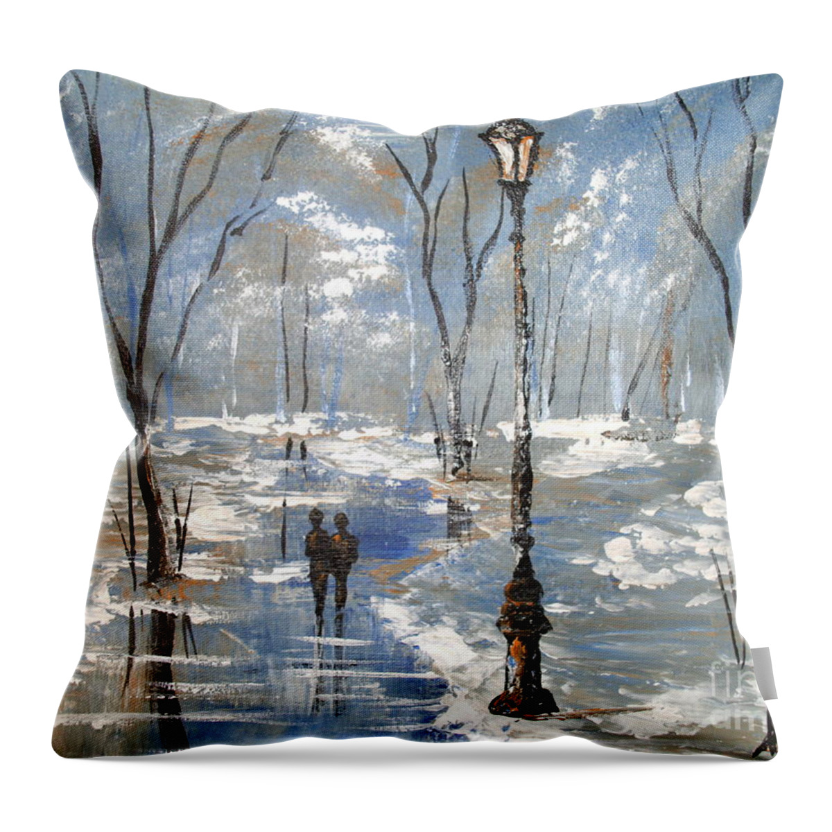 Acrylic Painting Sale Throw Pillow featuring the painting Winter Frost by Collin A Clarke
