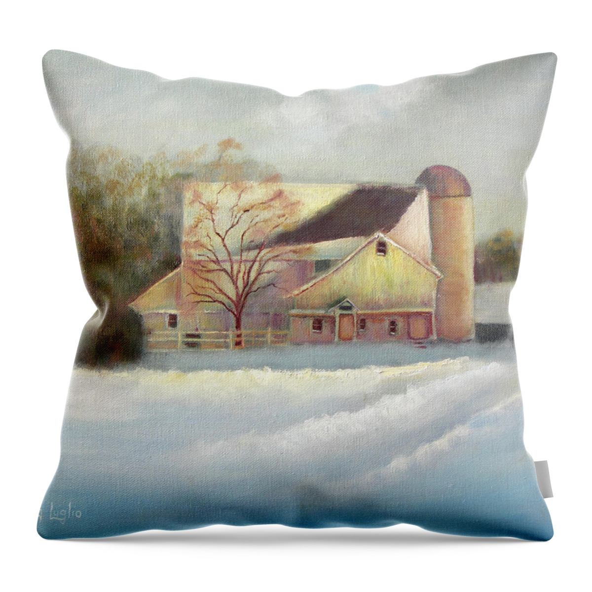 Winter Throw Pillow featuring the painting Winter Hush by Loretta Luglio