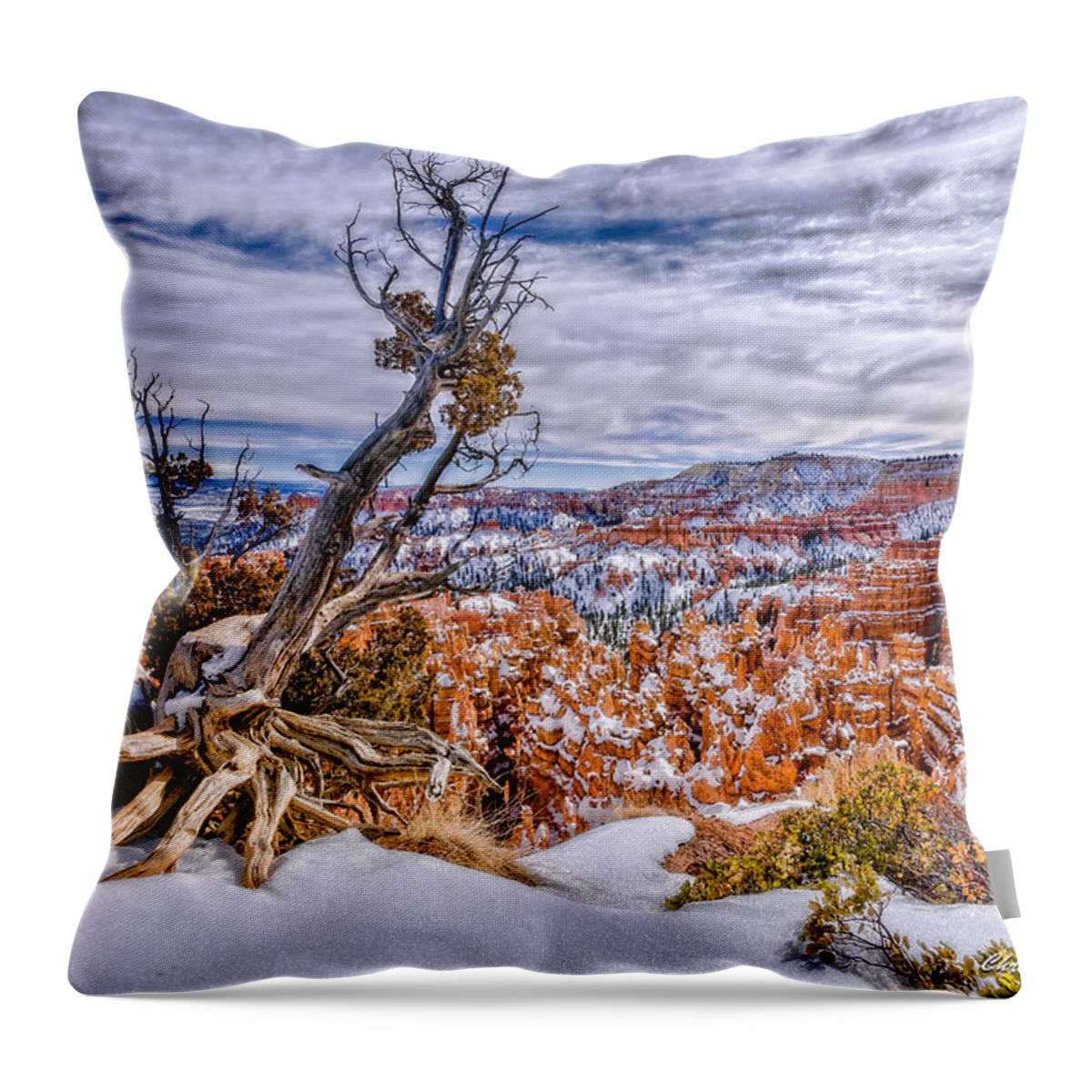 Christopher Holmes Photography Throw Pillow featuring the photograph Winter In Bryce Canyon by Christopher Holmes