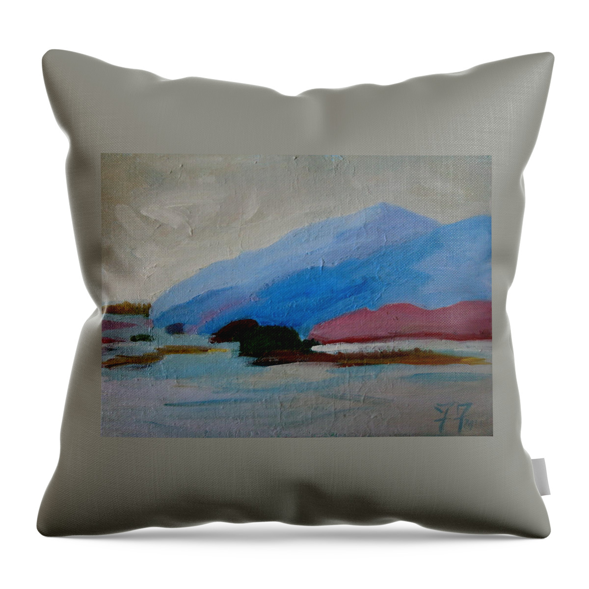 Maine Throw Pillow featuring the painting Winter Islands - MDI by Francine Frank