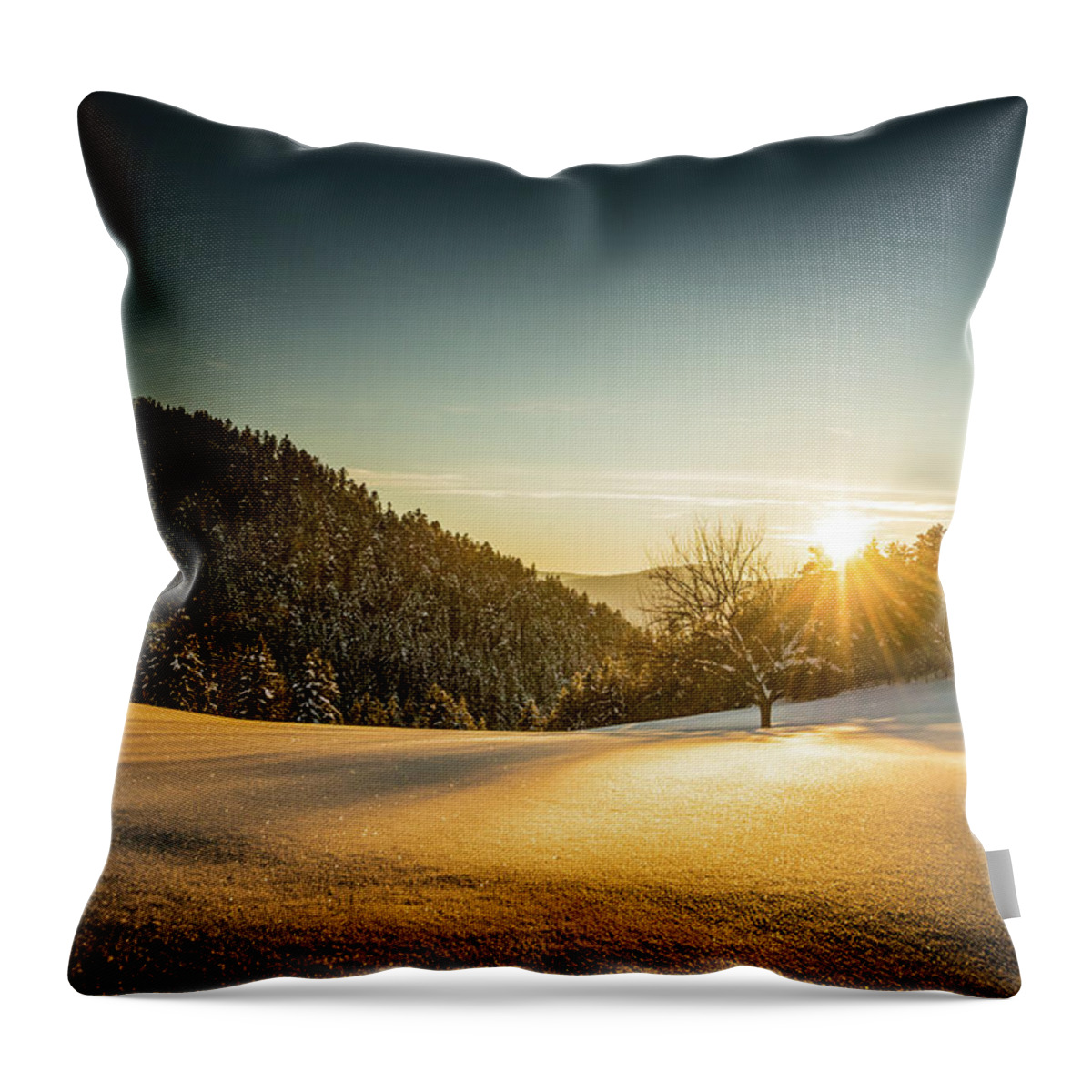 Scenics Throw Pillow featuring the photograph Winter Landscape At Sunset by Mmac72