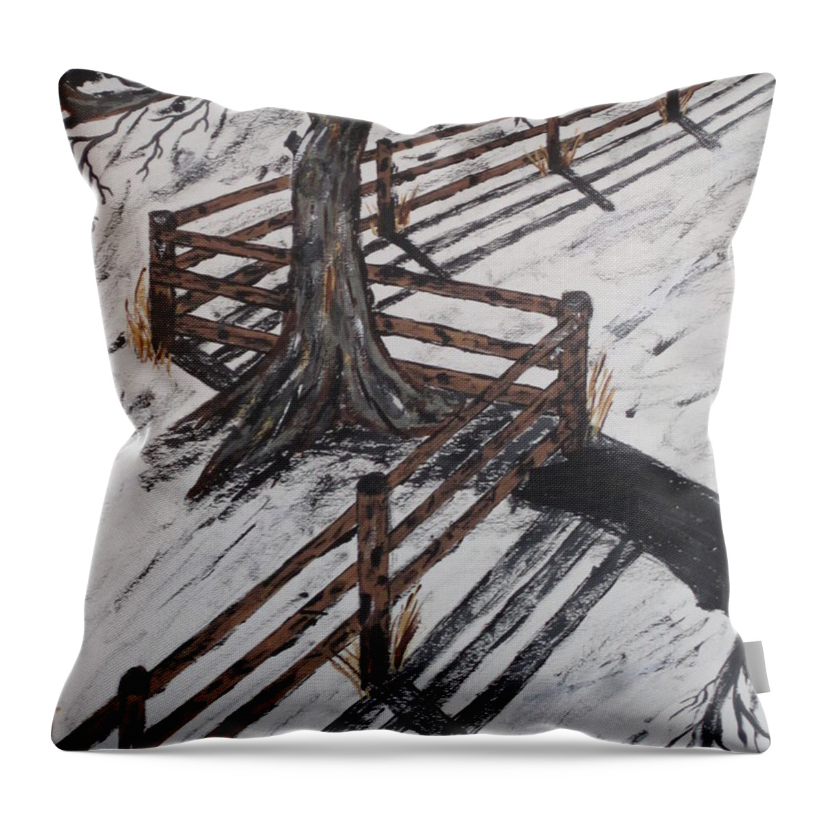  Throw Pillow featuring the painting Winter Moon Shadow by Jeffrey Koss