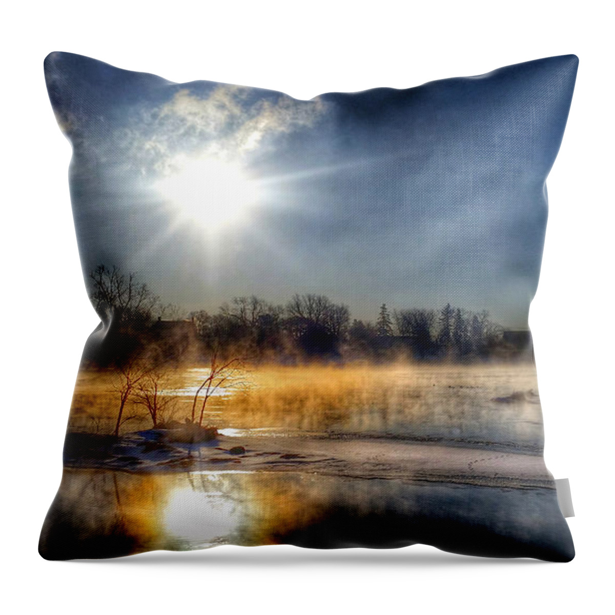 River Throw Pillow featuring the photograph Winter on the Wisconsin River by Brook Burling