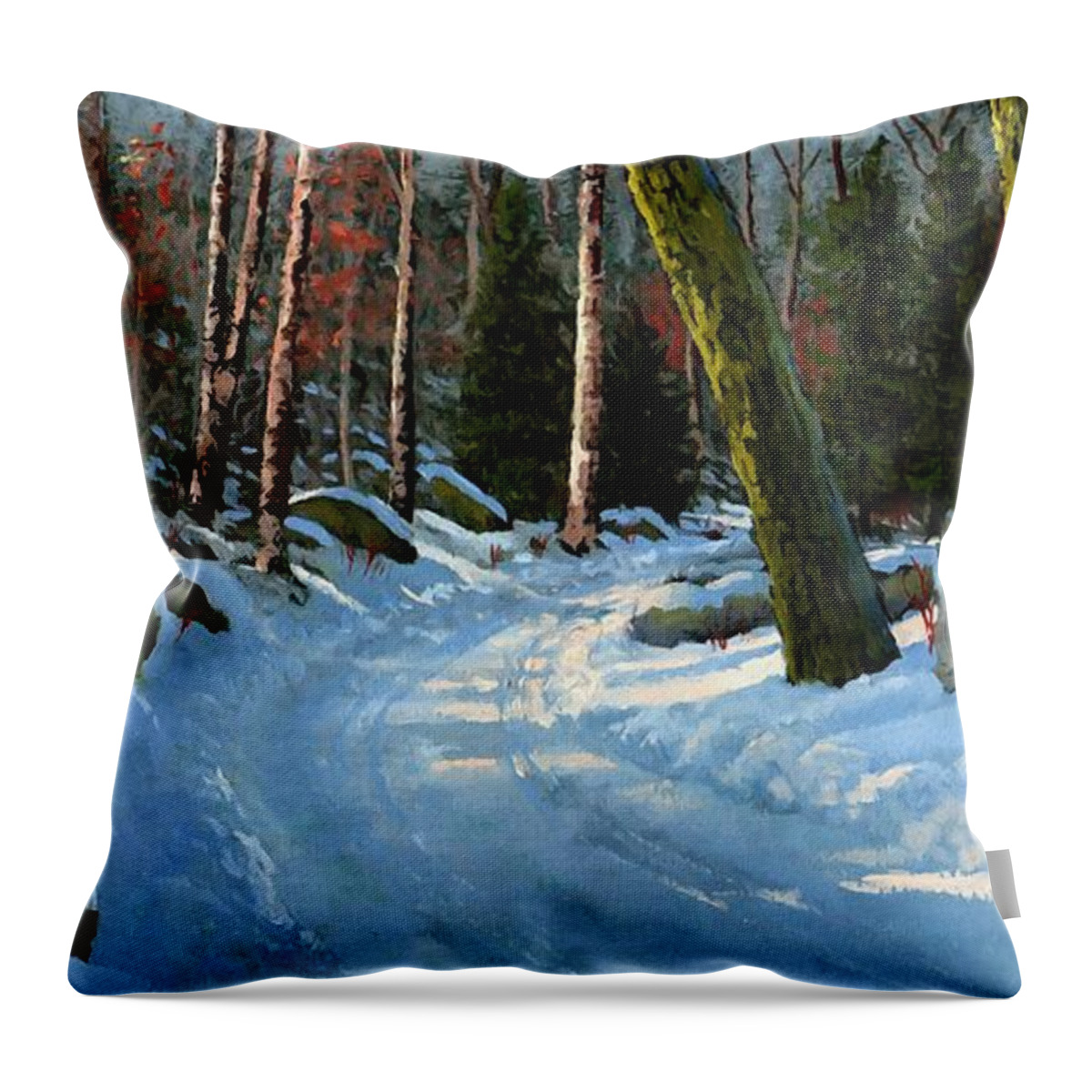 Winter Road Throw Pillow featuring the painting Winter Road by Frank Wilson