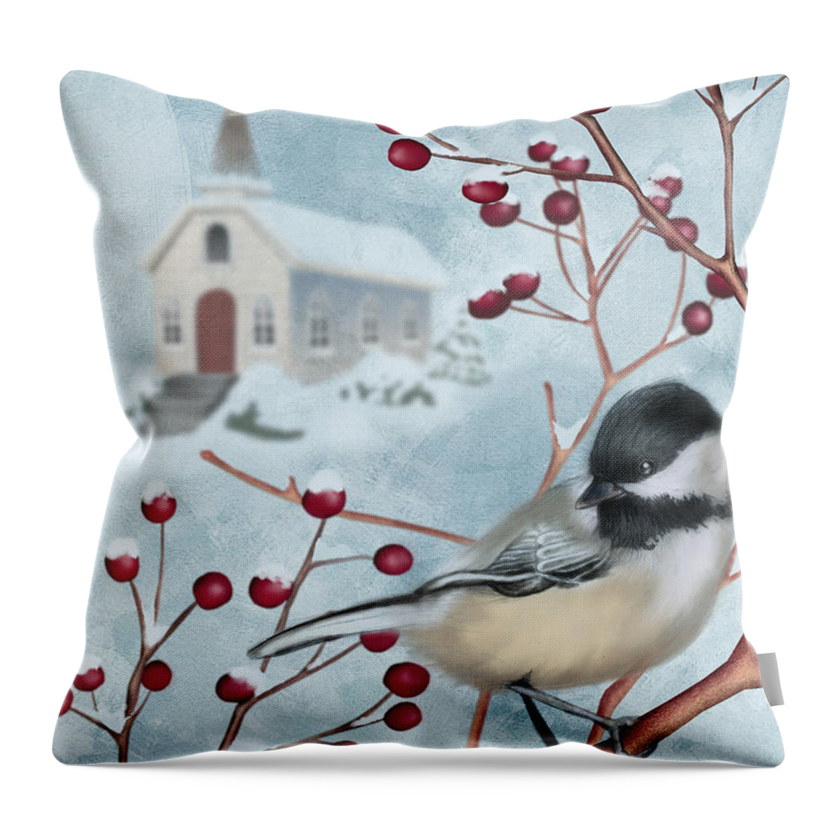 Winter Throw Pillow featuring the digital art Winter Scene I by April Moen
