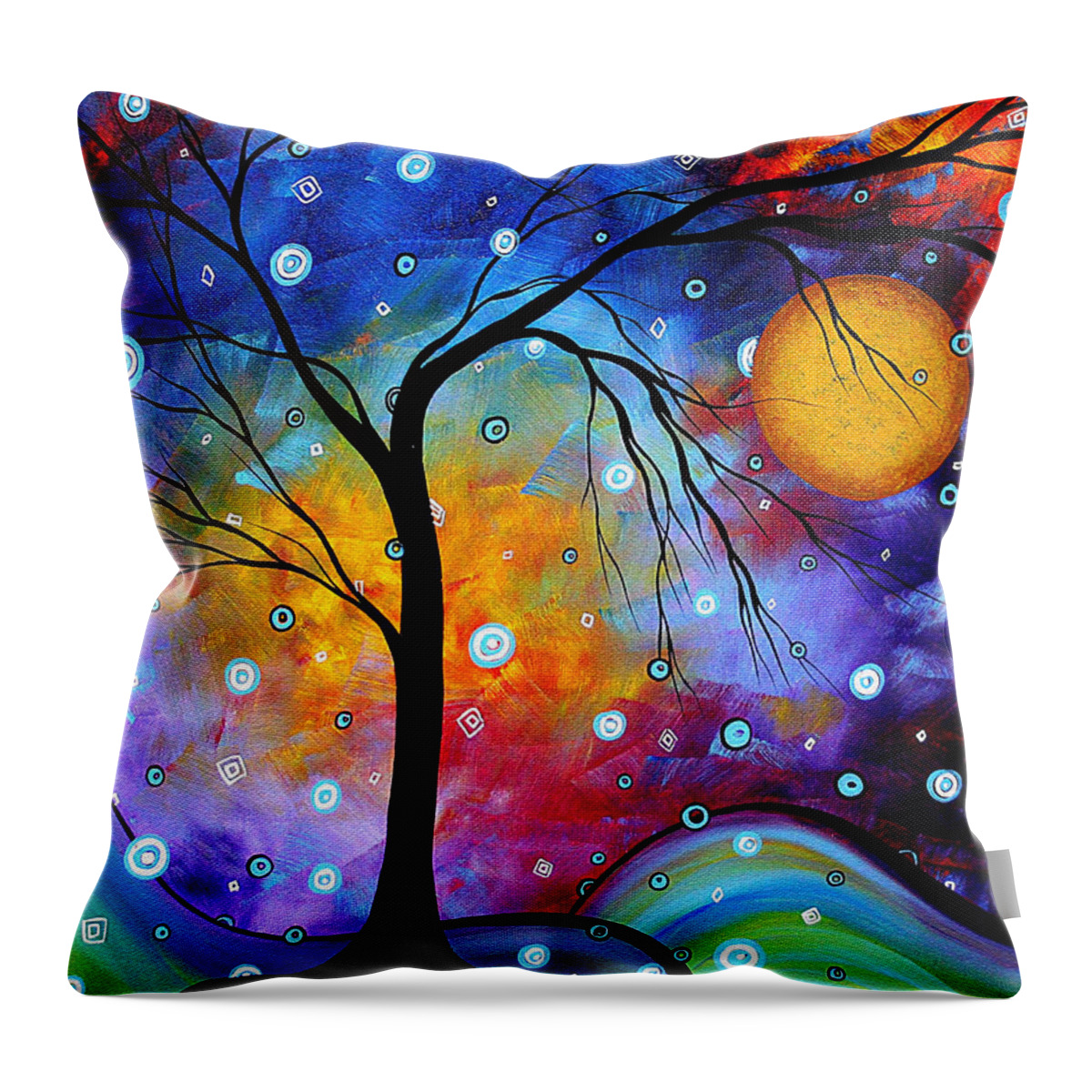 Abstract Throw Pillow featuring the painting WINTER SPARKLE Original MADART Painting by Megan Aroon