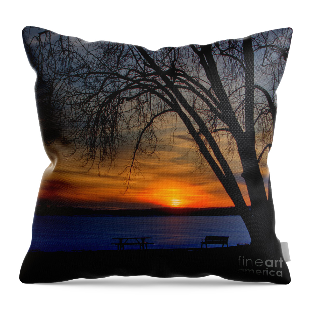 Sunset Throw Pillow featuring the photograph Winter Sunset - Square by Rod Best