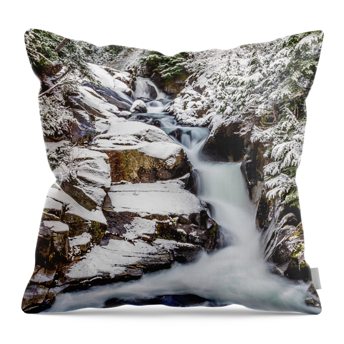 Snow Throw Pillow featuring the photograph Winter Water Fall 3 by Rob Green