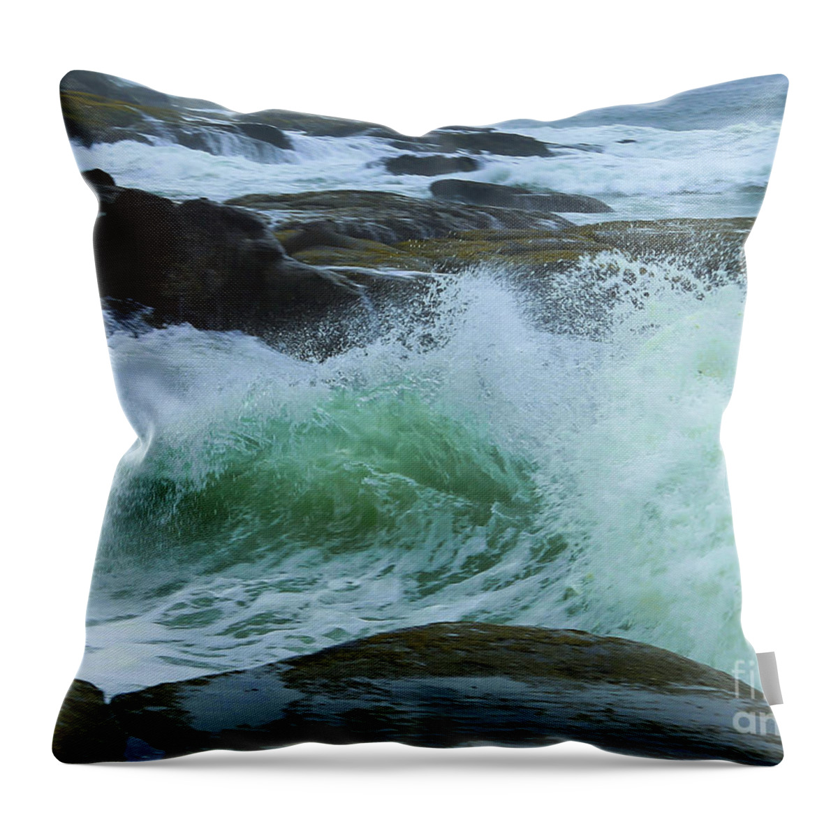 Seascape Throw Pillow featuring the photograph Winter Wave by Jeanette French