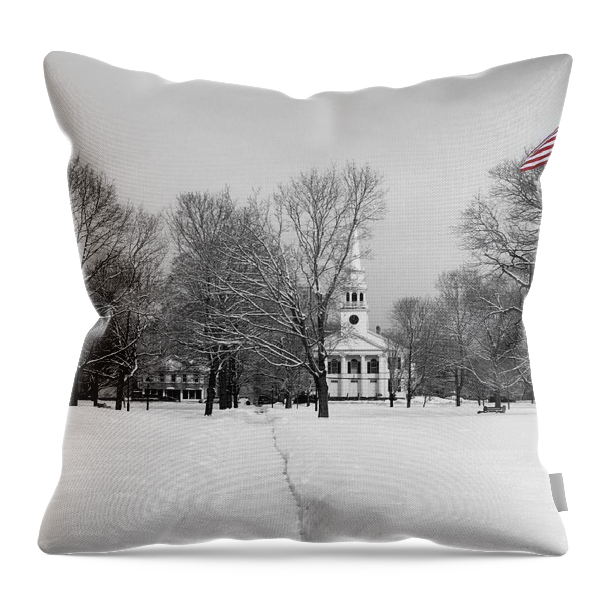 Guilford Green Throw Pillow featuring the photograph Winter's Coming by Catie Canetti