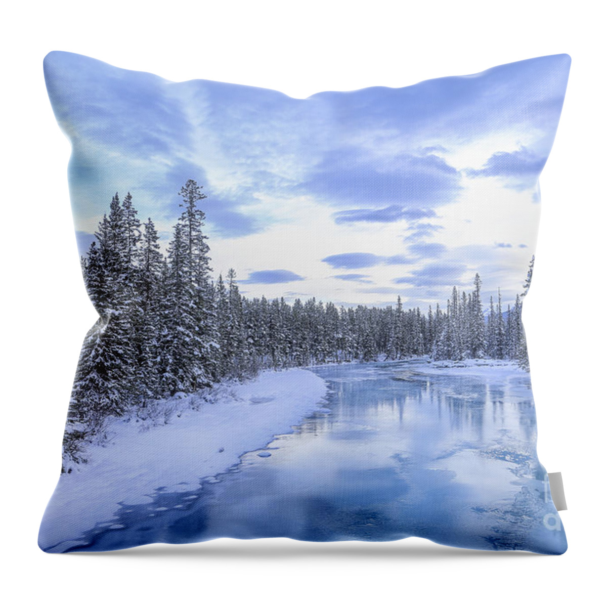 Banff Throw Pillow featuring the photograph Wintery by Evelina Kremsdorf