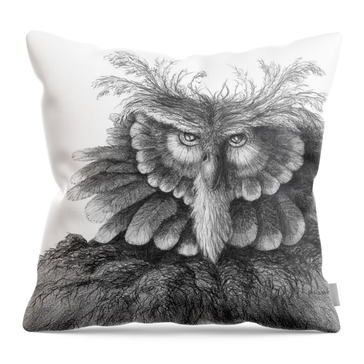 Owl Throw Pillow featuring the painting Wise Likeness by Peter Rashford