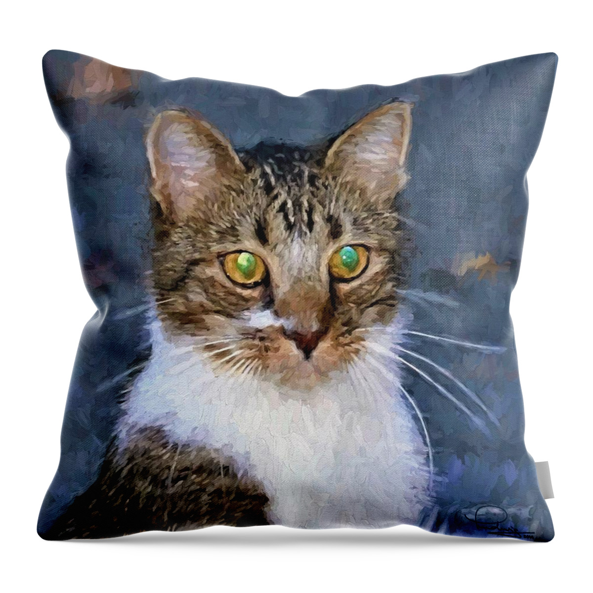 Cat Throw Pillow featuring the digital art With Eyes On by Ludwig Keck