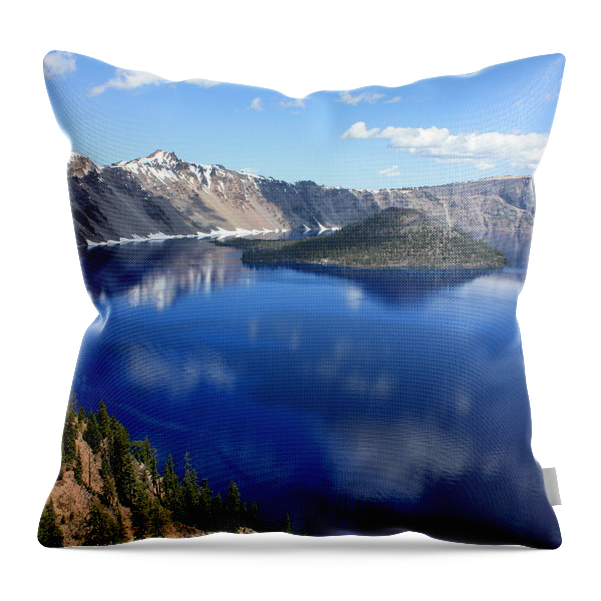 Crater Lake Throw Pillow featuring the photograph Wizard Island by Ray Bouknight